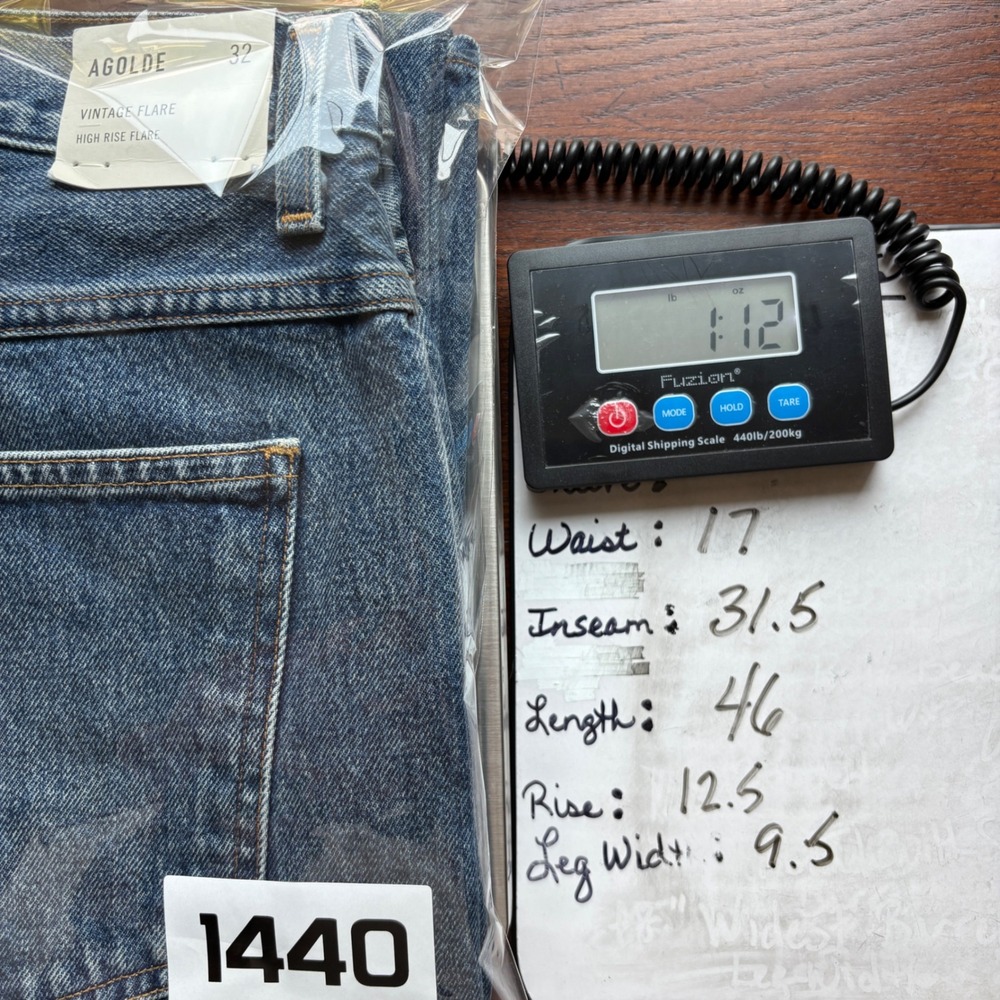 NEW AGOLDE Women 100% Organic Cotton Vintage High Rise Flare Medium Wash Jean 32 - Picture 16 of 16
